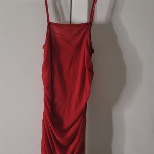 Long hugging red tight dress
